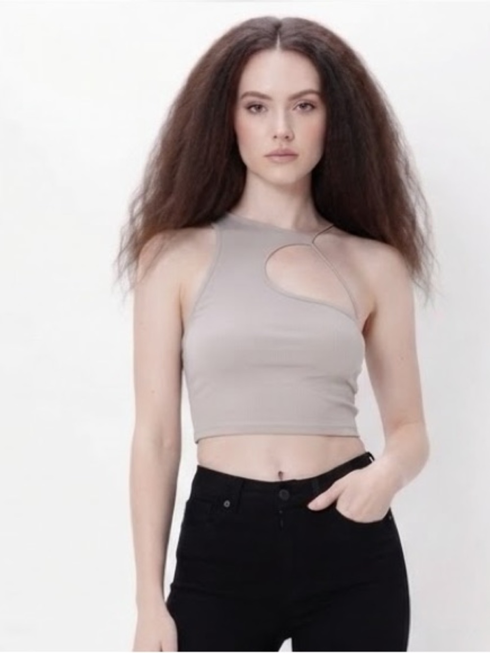 Bershka Asymmetrical Rib Top